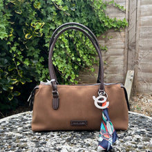 Load image into Gallery viewer, David Jones Suede-Effect Barrel Shoulder Bag with Scarf Charm

