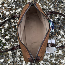 Load image into Gallery viewer, David Jones Suede-Effect Barrel Shoulder Bag with Scarf Charm (open)
