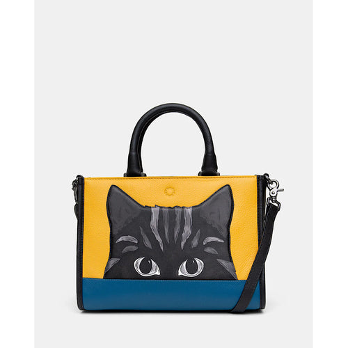 Cat Colour Block Leather Multiway Grab Bag (front)