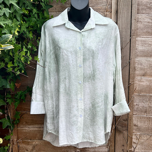 Soft Green Shirt with Paisley Embossed Detail