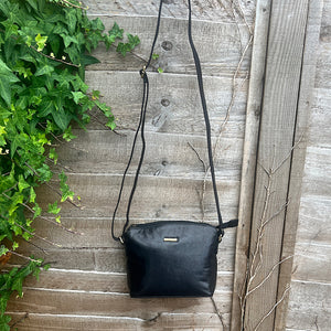 Black 'Natalie' Leather Crossbody Bag (hanging)