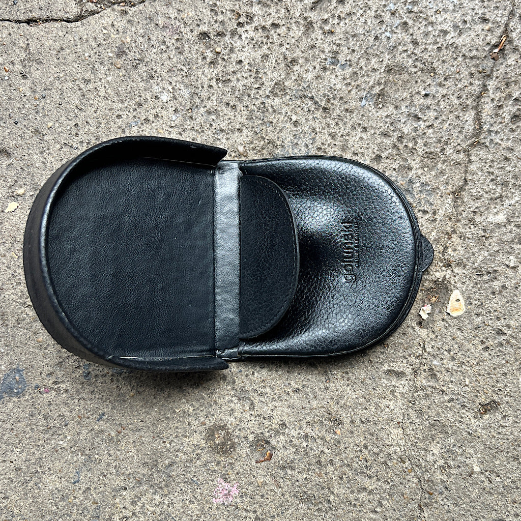 Black Gents Leather Tray Purse (open)