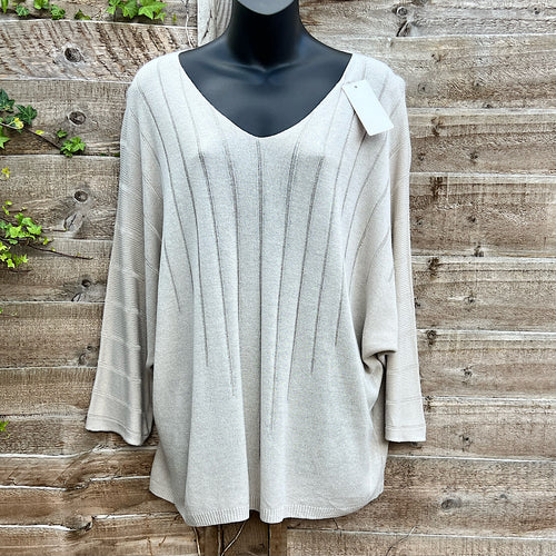 Stone Super Lightweight Fine Knit V-Neck Top