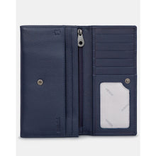 Load image into Gallery viewer, Navy Flap Over Leather Purse By Yoshi (open)
