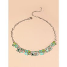 Load image into Gallery viewer, Green Rhinestone Enamelled Stainless Steel Necklace
