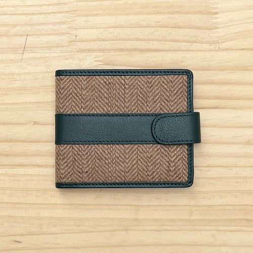 Gents Beige/Pine Green Wool & Leather Wallet (closed)