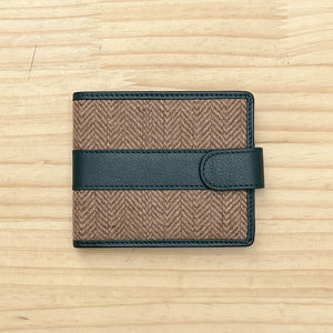 Gents Beige/Pine Green Wool & Leather Wallet (closed)