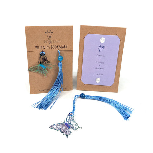 Blue Agate Butterfly Wellness Bookmark