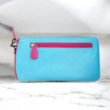Load image into Gallery viewer, Genuine Leather Glasses &amp; Sunglasses Case | Aegean Blue &amp; Orchid
