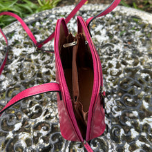 Load image into Gallery viewer, Small Fuchsia &quot;Giulia&quot; Italian Leather Crossbody Bag (open)
