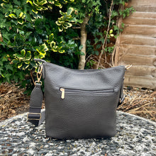 Load image into Gallery viewer, Dark Grey Front Zip Pocket Messenger Style Bag (back)
