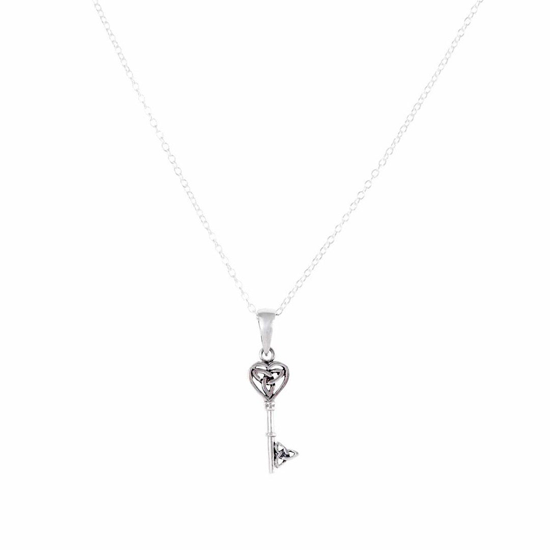 Sterling Silver Celtic Heart Key Necklace – Bucks Leather