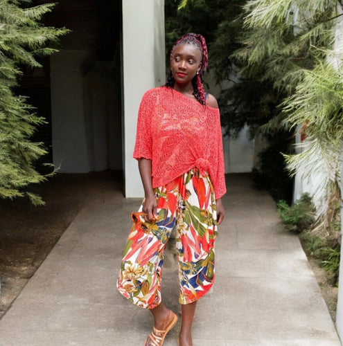Breezy Coal Bohemian Popcorn Cover Up (on model)