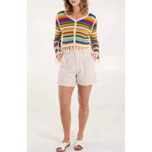 Load image into Gallery viewer, Coloured Stripe Crochet Tassel Cardigan/Top
