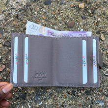 Load image into Gallery viewer, Stone Leather Credit Card Holder with Note Section (open)
