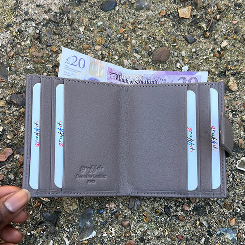 Stone Leather Credit Card Holder with Note Section (open)