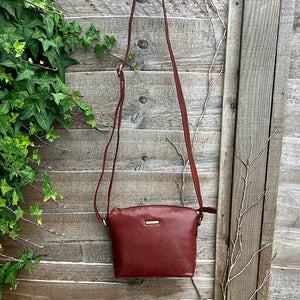 Cognac 'Natalie' Leather Crossbody Bag (hanging)