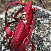 Load image into Gallery viewer, Italian Leather 2 in One 'Francesca' Backpack &amp; Shoulder Bag | Blood Red (close up)
