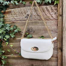 Load image into Gallery viewer, Coconut Cream Chain Handle Flap Over Handbag (side)
