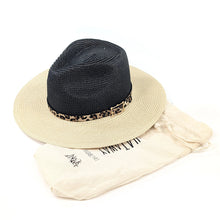 Load image into Gallery viewer, Black &amp; Natural Two Tone Panama Foldable Hat
