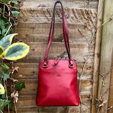 Load image into Gallery viewer, Italian Leather 2 in One 'Francesca' Backpack &amp; Shoulder Bag | Blood Red (front)
