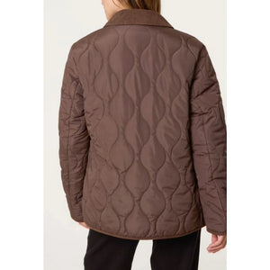 Chocolate Pattern Quilted Cord Trim Coat (back)