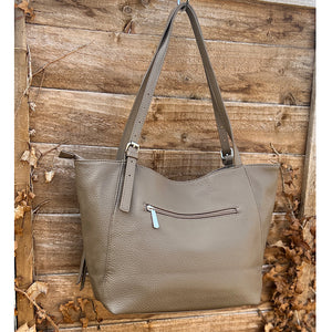 Taupe Casual Everyday Shoulder Bag with Asymmetrical Front Pockets