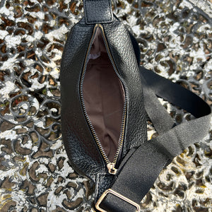 Black Pochette Zip Top Crossbody Bag (open)