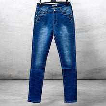 Load image into Gallery viewer, Denim B.S. Jeans with Diamante Side Detail
