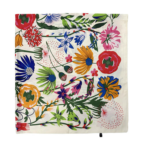 Cream Vibrant Wildflower Print Square Scarf
