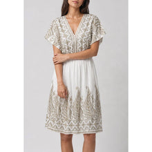 Load image into Gallery viewer, Embroidered Leaf Flutter Sleeve Dress
