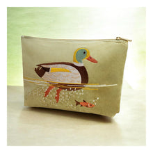 Load image into Gallery viewer, Embroidered Mallard Duck Velvet Cosmetic Bag (sale)

