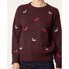 Load image into Gallery viewer, Embroidered Sausage Dog Knit Jumper (close up)
