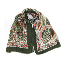 Load image into Gallery viewer, Emerald Green Paisley Print Scarf
