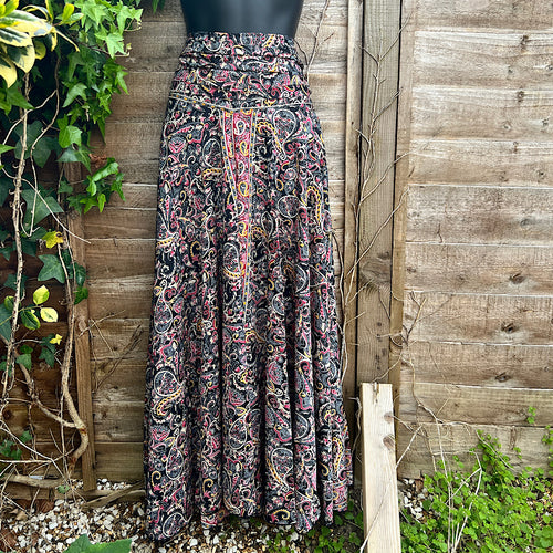 Black & Pink Silk Feel Paisley Printed Culottes
