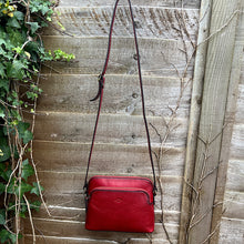 Load image into Gallery viewer, Red &#39;Cecilia&#39; Italian Leather Crossbody Bag (hanging)
