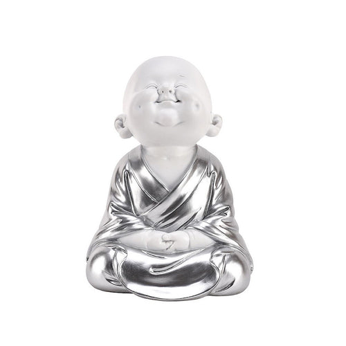 White & Silver Meditating Cherub Buddha