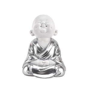 White & Silver Meditating Cherub Buddha