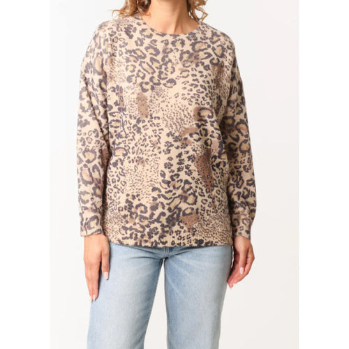 Mixed Leopard Print Lightweight Jumper