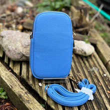 Load image into Gallery viewer, Cornflower Blue Double Zip Phone Bag By David Jones (back)
