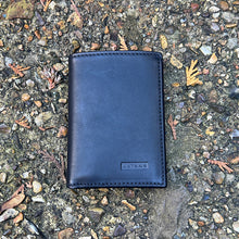 Load image into Gallery viewer, Small Black Italian Leather Wallet | 4 Card Slots (closed)
