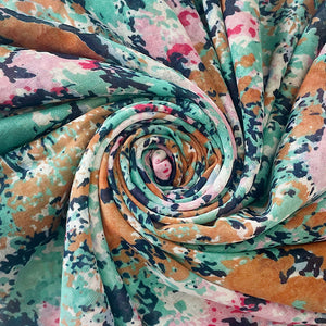 Colourful Art Effect Floral Tassel Scarf