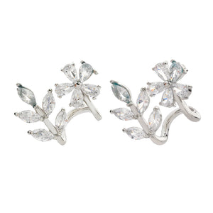Crystal Leaf & Flower Cubic Zirconia Earrings