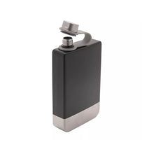 Load image into Gallery viewer, Black 8oz Rectangular Hip Flask (open)
