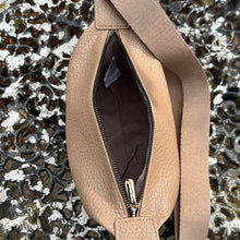 Load image into Gallery viewer, Taupe Pochette Zip Top Crossbody Bag (open)
