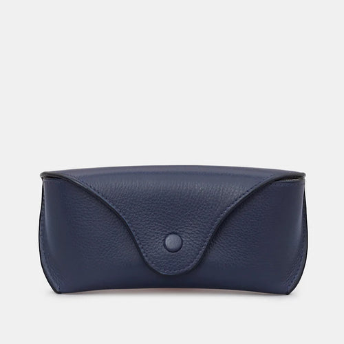 Navy Leather Glasses Case by Yoshi (front)