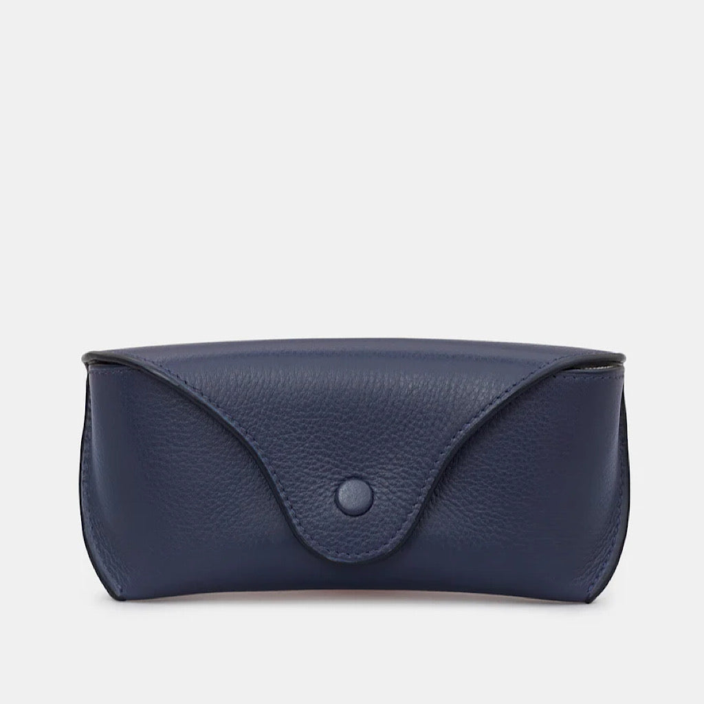 Navy Leather Glasses Case by Yoshi (front)