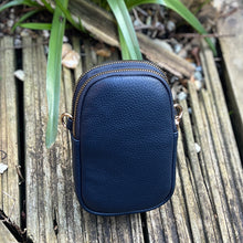 Load image into Gallery viewer, Navy Double Zip Phone Bag By David Jones (back)
