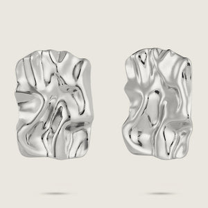 Unique Stainless Steel Silver Melting Chunky Earrings (side)