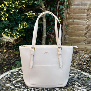 Creamy White Tote with Front Slip Pocket